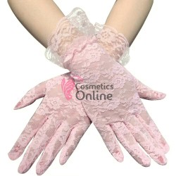 Manusi elegante din dantela MNS014KK Roz Deschis scurte